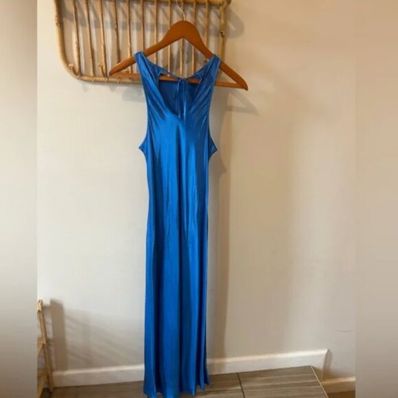 Rails Solene Dress Small Bright Blue Elegant Midi Satin Slip Dress Size Medium - Picture 8 of 10